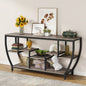 Little Tree Rustic 70.9 Inch Sofa Table with Shelves, Industrial Console Table with Storage, Entryway Table TV Stand