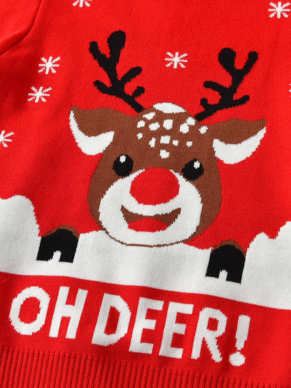 Boys' Elk Print Knitted Sweater - Autumn/Winter - Hiccupzz