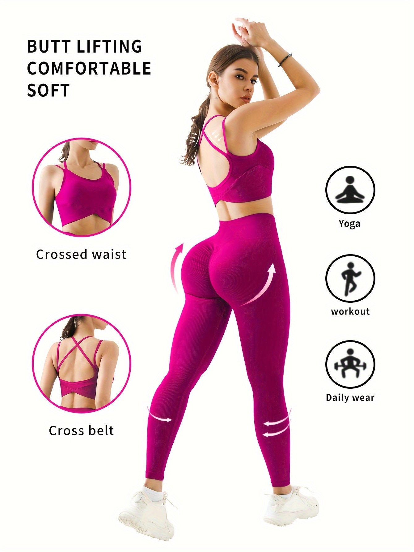 2pcs Women's Backless Sports Bra and Hip Lift Leggings Set - Perfect for Workouts and Running