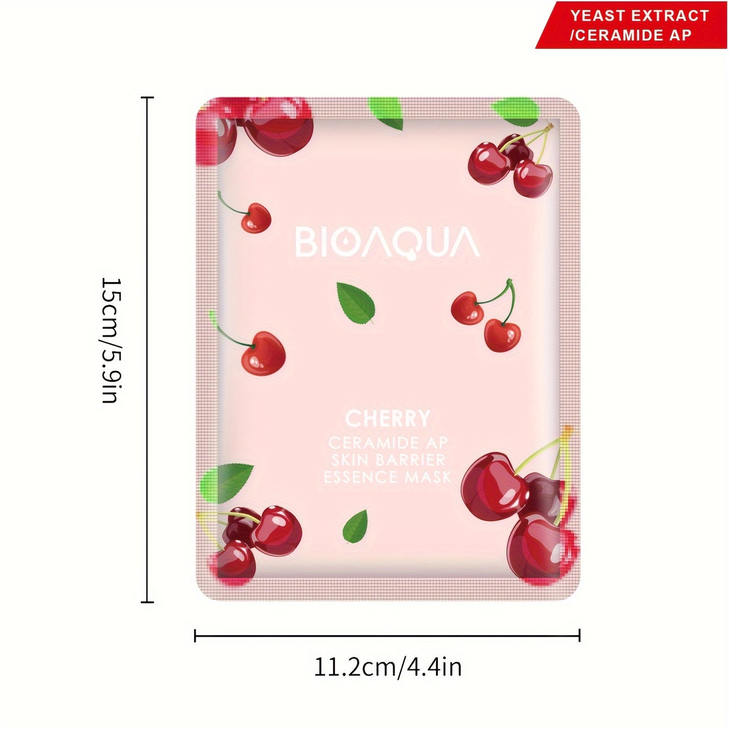 12-Piece Cherry Ceramide & Niacinamide Essence Face Masks, 25G - Moisturizing & Soothing Spa Facial Care For All Skin Types, Alcohol-Free With Hyaluronic Acid