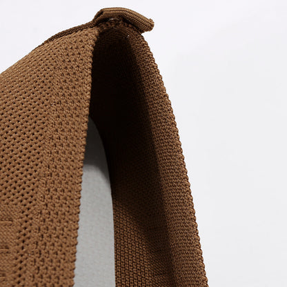 Women's Black Slip-On Flats - Breathable Knitted Round Toe Non-Slip Casual Lightweight Walking Shoes - Hiccupzz