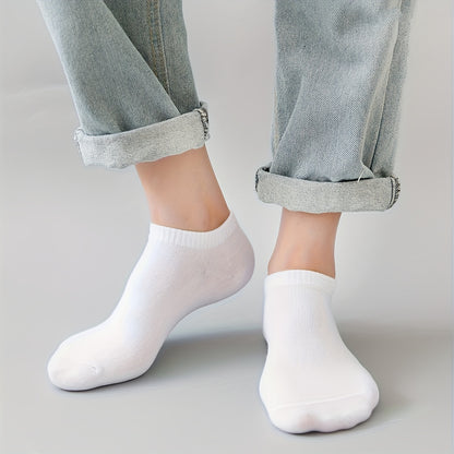 Men's Solid No Show Socks (1/5/10 Pairs): Comfy, Breathable, Casual Style for Outdoor Activities - Hiccupzz