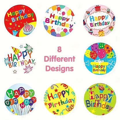 500 Pcs Cartoon Birthday Blessing Stickers – 8 Self-Adhesive Designs, Perfect for Handmade Decorative Seals, Teacher Rewards, and Holiday Decorations - Hiccupzz