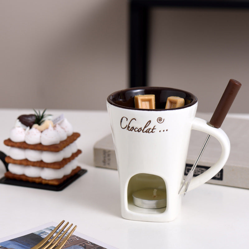 Mini Fondue Mug Set - Personal Chocolate, Cheese, and Butter Warmer Kit