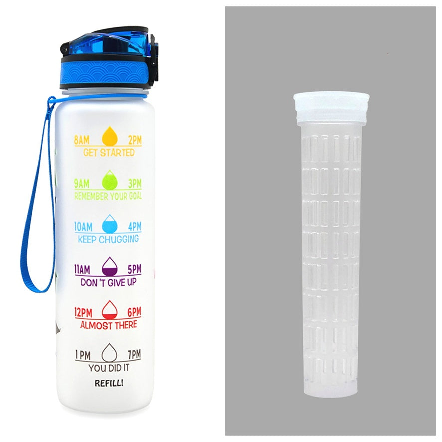 1L Tritan Water Bottle With Time Marker Bounce Cover Leakproof Cup For Sports Fitness