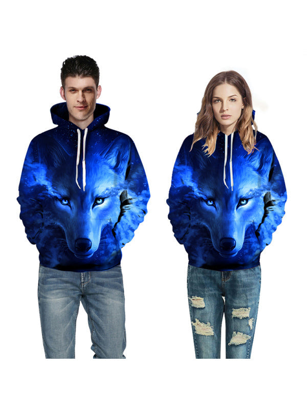 Unisex's Wolf Pattern Hoodie