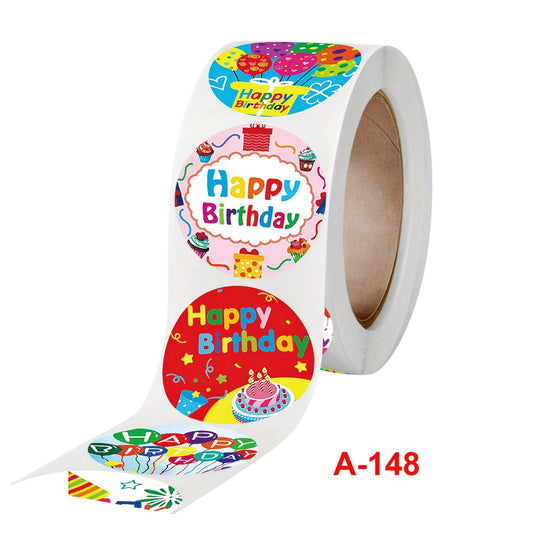 500pcs Cartoon Birthday Blessing Stickers – 8 Self-Adhesive Designs, Perfect for Handmade Decorative Seals, Teacher Rewards, and Holiday Decorations