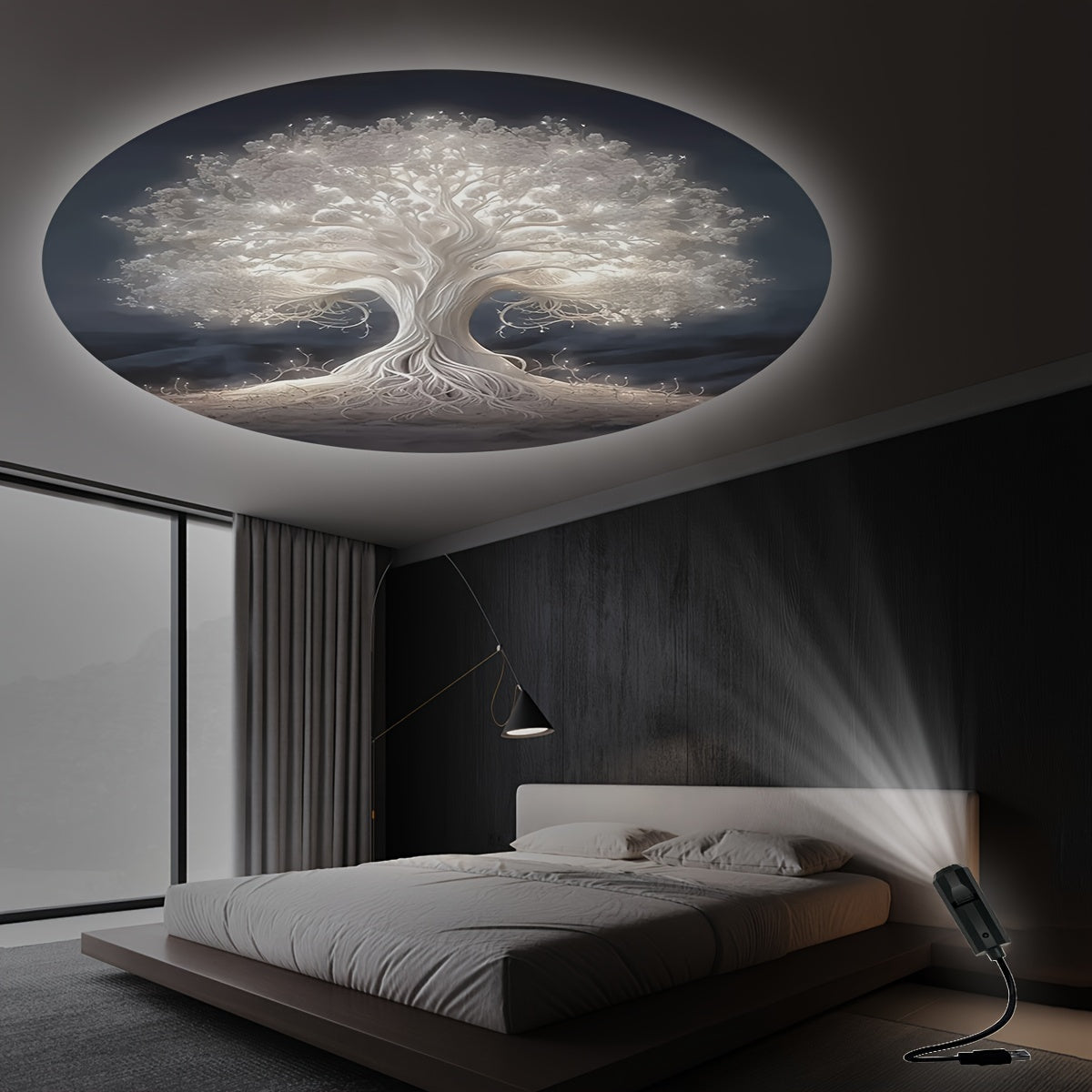 Tree of Life LED Projector Night Light - USB Powered, 360° Rotatable & Adjustable, Ideal for Room Decor