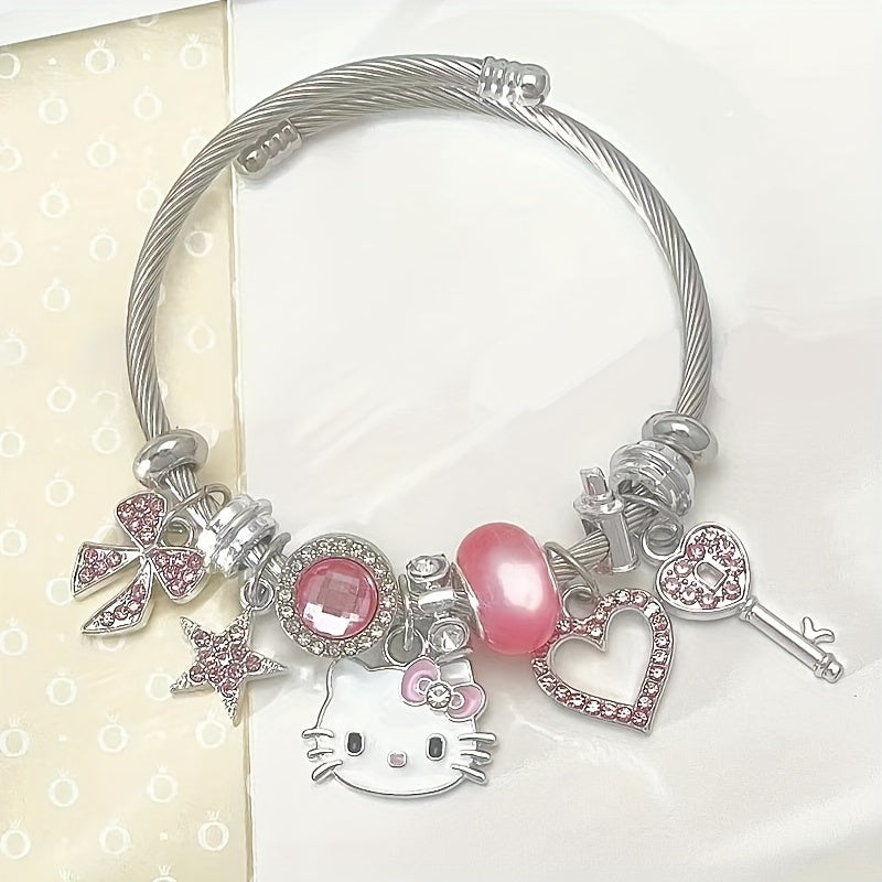 Licensed Sanrio Hello Kitty Bracelets, Creative Cartoon Bangles For Girls, Sweet Gifts For Girls