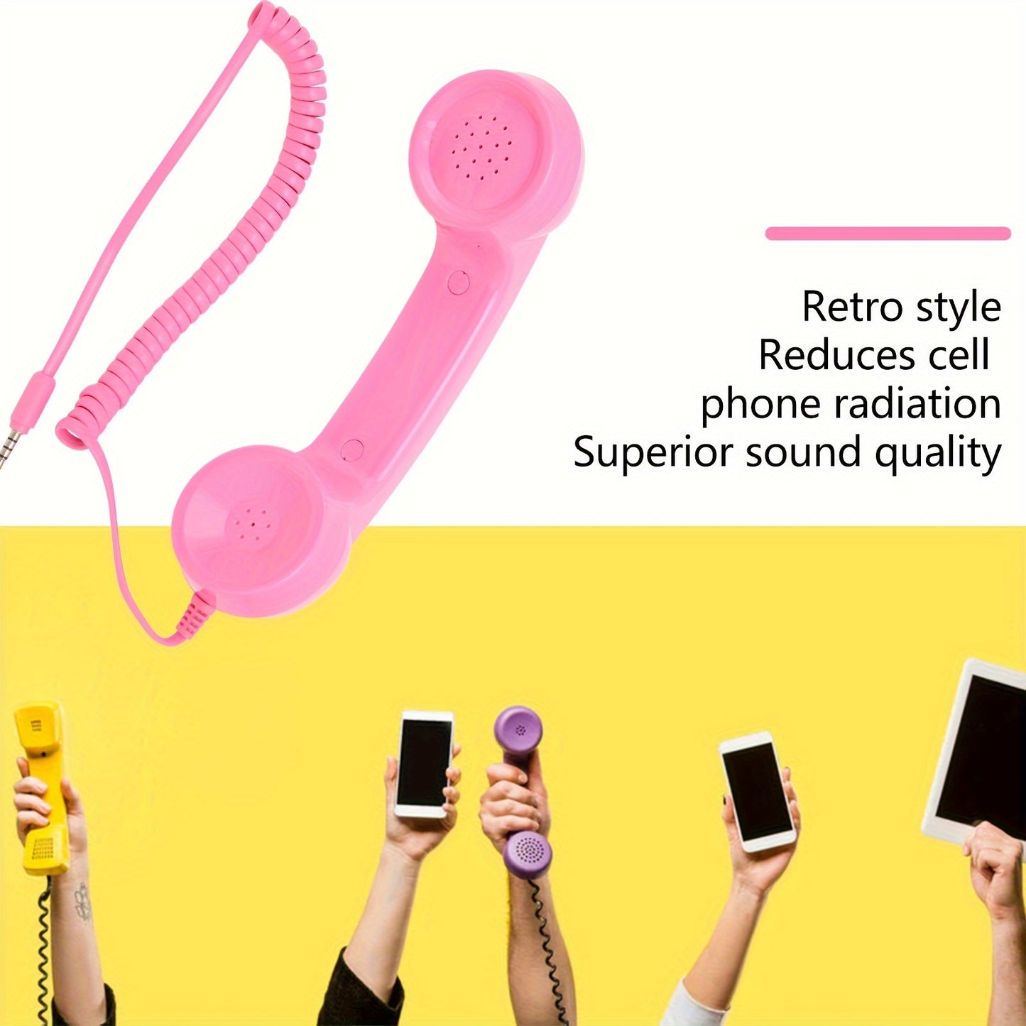 Retro Phone Handset with Radiation Protection for Mobile Phones and Computers