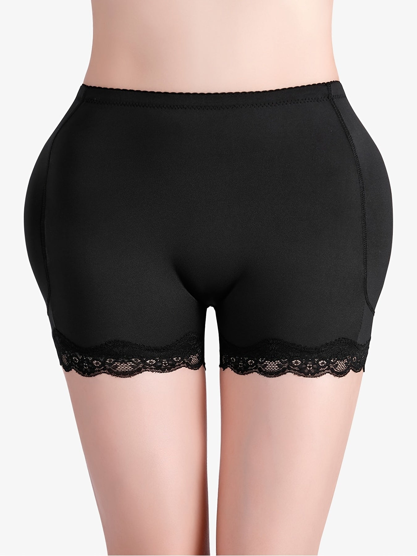 Comfortable Lace Trim Control Panties with Butt Lifting Pads - Women's Intimate Boyshorts for a Flattering Figure