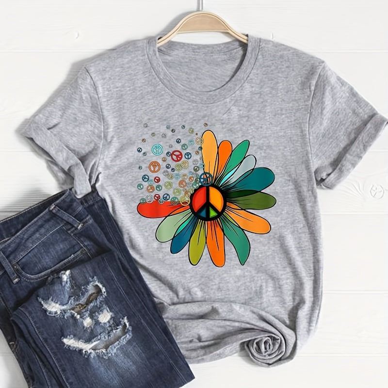 Peace Love Flower Heat Transfer Sticker: Personalized, Washable Iron-On Decal for DIY Clothing, Masks, Jeans, Backpacks, Hats, and Pillows