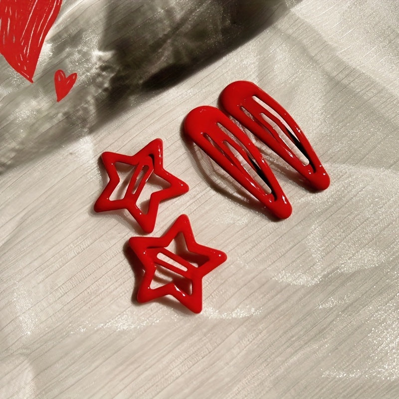 Red Hair Clips (10/20 pcs): Cute Heart Mini Side Clips and Bangs Clips for New Year and Christmas