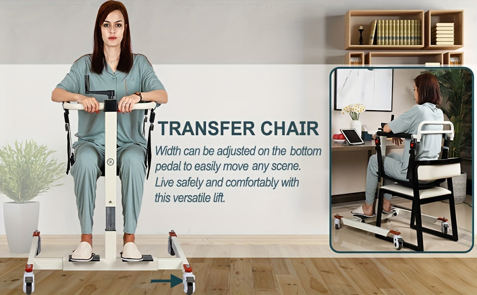 Patient Lift Transfer Chair, Portable Lift for Home, Adjustable Height/Width, Wheelchair Lift for Disabled Elderly Nursing, Car Transfer Aid