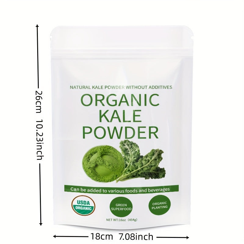 Organic Kale Powder, 16oz Green Food, Pure Natural Kale Powder, Rich In Antioxidants - Used In Smoothies, Beverages, And Organic Superfood For Brewing