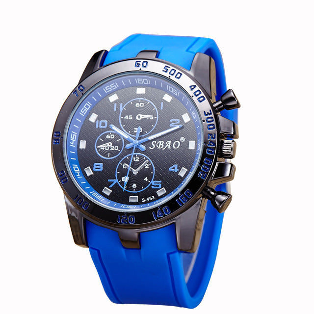 Silica Gel Watch Men's Fashion Watch Waterproof PU Belt Quartz Wrist Watch