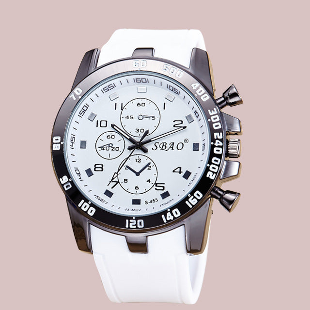 Silica Gel Watch Men's Fashion Watch Waterproof PU Belt Quartz Wrist Watch