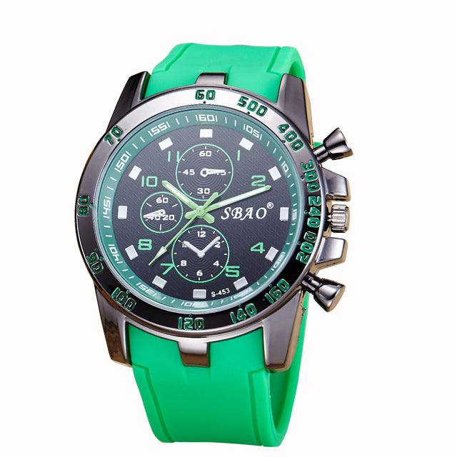 Silica Gel Watch Men's Fashion Watch Waterproof PU Belt Quartz Wrist Watch