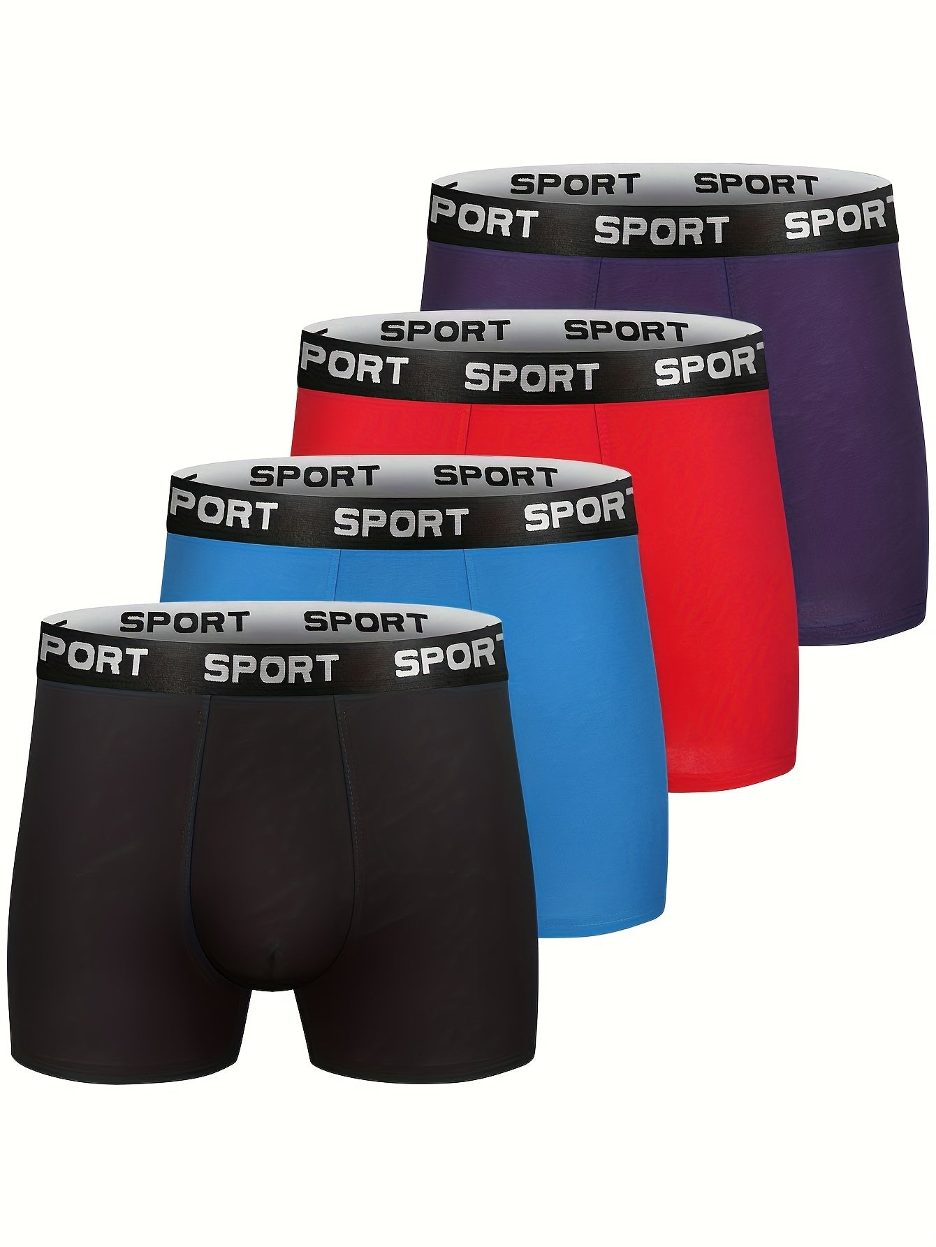 4-Pack Men's Cotton Boxer Briefs - Breathable, Comfortable, Soft, Stretchy Plain Color Underwear