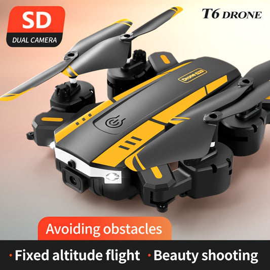 T6 Aerial Drone With HD Dual Camera, One-key Take-off And Landing, 540° Intelligent Obstacle Avoidance, Gesture Recognition, Intelligent Hovering, Foldable Quadcopter