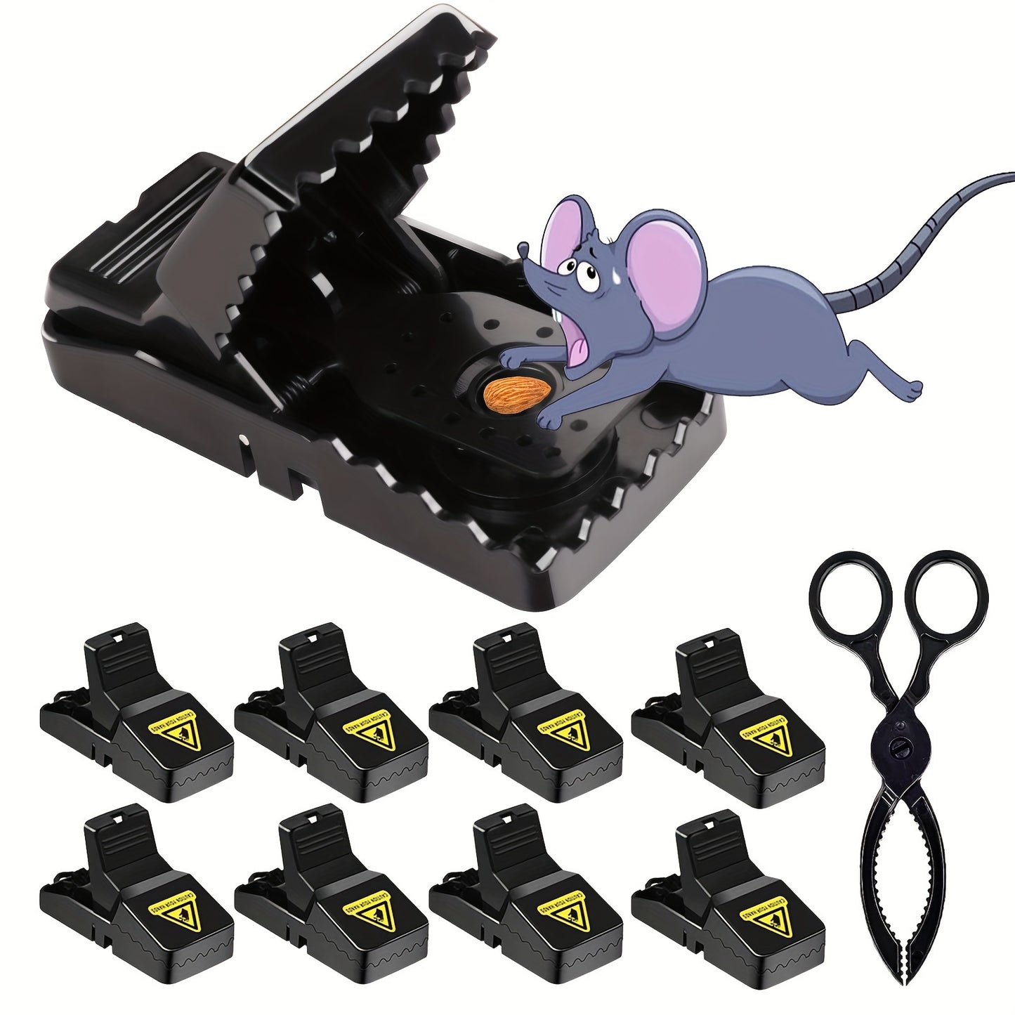 8-Pack, Pest Control Device, Reusable Mousetrap for Indoor Outdoor, Small Mouse Snap Traps