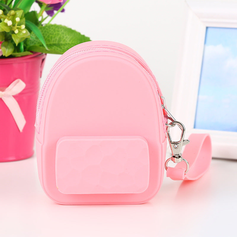 Lovely silicone earphone backpack portable handbag, handbag, handbag, purse, zero purse, children's candy color key bag manufacturer