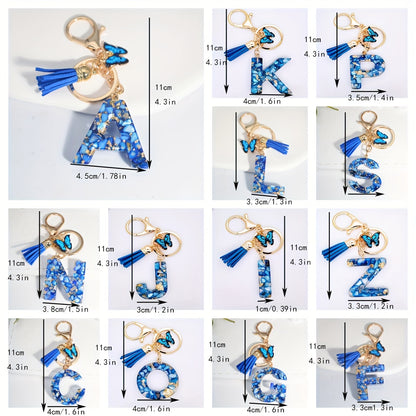 Blue Butterfly Alphabet Initial Keychain - Cute Resin Charm for Bags and Daily Use - Hiccupzz