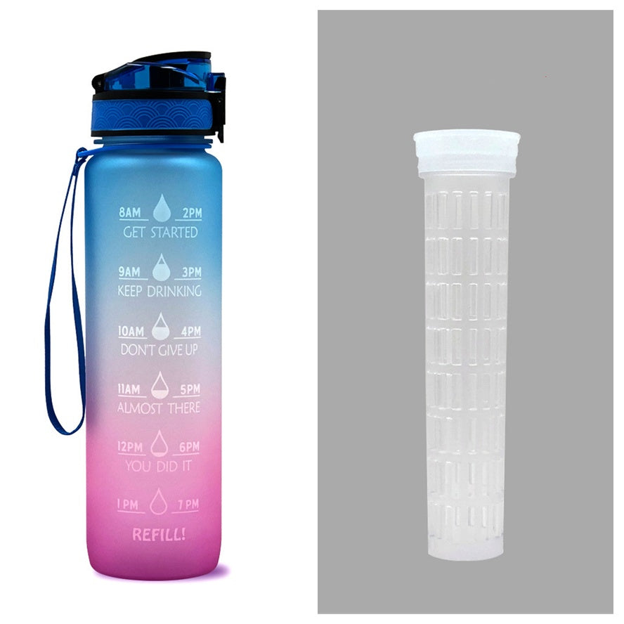 1L Tritan Water Bottle With Time Marker Bounce Cover Leakproof Cup For Sports Fitness