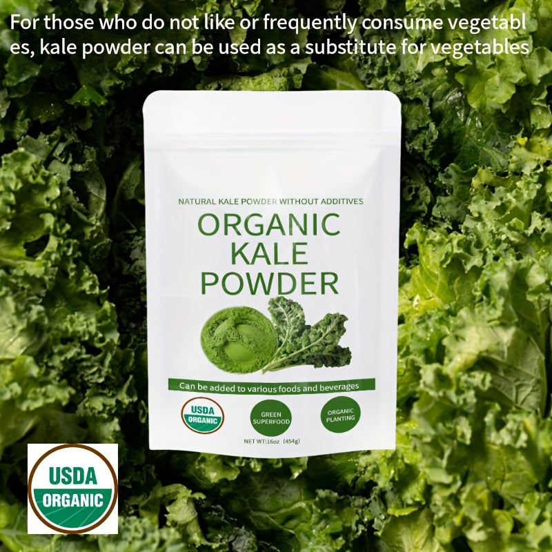 Organic Kale Powder, 16oz Green Food, Pure Natural Kale Powder, Rich In Antioxidants - Used In Smoothies, Beverages, And Organic Superfood For Brewing