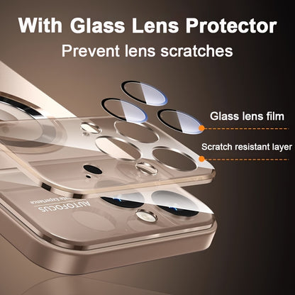 Desert Titanium Matte Magnetic Wireless Charging Case - Shockproof, Soft Bumper Cover with Glass Lens Protector, Compatible with iPhone 16, 15, 14, 13, 12, 11 Pro Max. - Hiccupzz