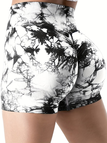 6 Piece Tie Dye Workout Shorts For Women, Scrunch Butt Lifting High Waisted Yoga Gym Seamless Booty Biker Shorts, Women's Activewear - Hiccupzz