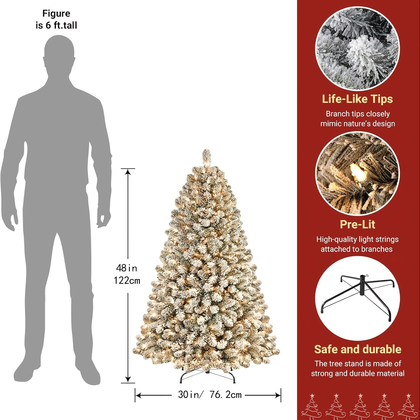 1 Pc 6.5 Ft White Prelit Christmas Tree