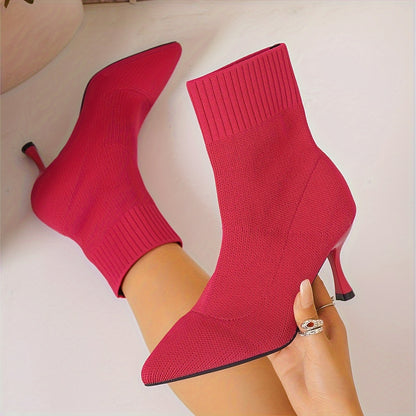 Women's Elegant Pointed Toe Ankle Boots - All-Season Slip-On Dress Boots with Stiletto Heel - Hiccupzz