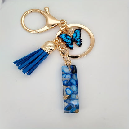 Blue Butterfly Alphabet Initial Keychain - Cute Resin Charm for Bags and Daily Use - Hiccupzz