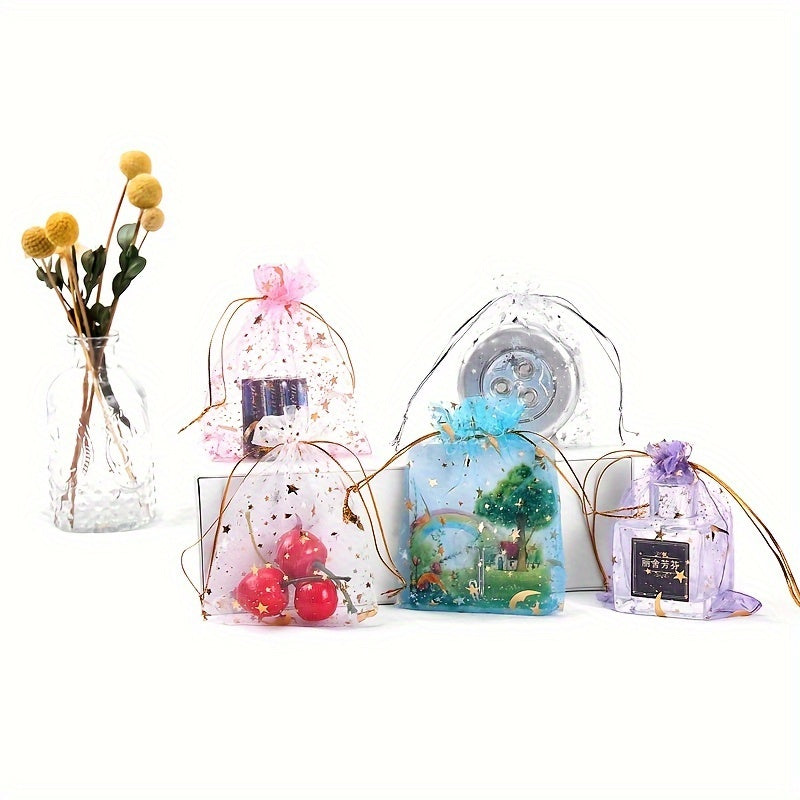 10-Pack Jewelry Gift Bags with Drawstring – Transparent Pouches for Candy, Christmas Gifts, and Special Occasions