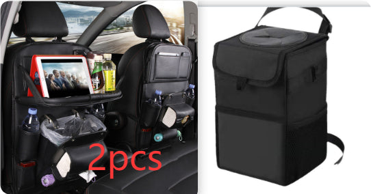 Luxury PU Leather Car Backseat Organizer with Foldable Table – Multi-Functional Car Seat Storage.