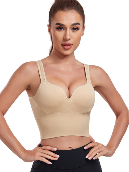 Women's Seamless U-Back Sports Bra, Non-Wired Anti-Sagging Gathered Fixed Pads, Yoga Running Fitness Sports Bra, Shockproof Athletic Wear - Hiccupzz