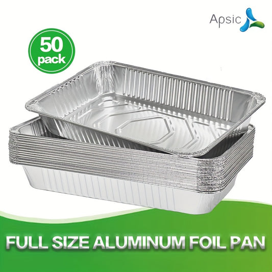 50-Packs, Heavy-Duty 21x13 Inch Aluminum Foil Baking Tray – Full-Size, Disposable Trays for Cooking, Heating, Storing, and Food Preparation