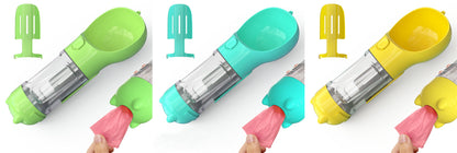 Pet Water Bottle Feeder Bowl Garbage Bag Storage Portable Pet Outdoor Travel 3 In 1 Dog Water Bottle - Hiccupzz