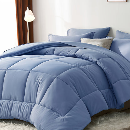 7-Piece Checkered Comforter Set – All-Season, Soft Microfiber-Available in Twin/Full/Queen/King Sizes - Hiccupzz
