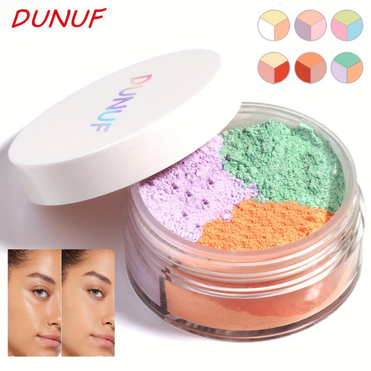 DUNUF Three-Color Loose Powder: Light and Smooth to Blur and Balance Complexion - Three Kinds of Color Filter Adjust Skin Tone Lighten Skin Tone