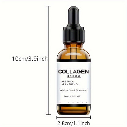 Collagen Serum For Face, With Retinol & Panthenol, Cooperate Well With Hyaluronic Acid & Vitamin C, Increase Skin Elasticity And Hydration, Firming Moisturizing Essence For Men And Women 1Fl.Oz/30ml - Hiccupzz