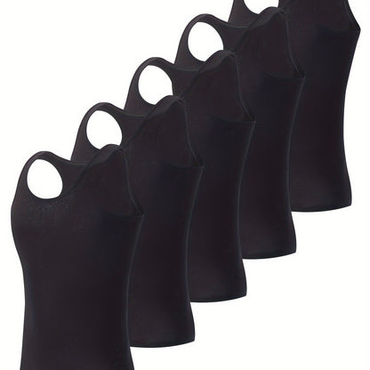 5-Pack Men's White Tank Tops - Comfortable Cotton Sleeveless T-Shirts for Fitness & Casual Wear - Hiccupzz