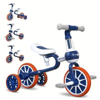 3-in-1 Kids Tricycles for 1-4 Years, Detachable Pedal & Training Wheels, Baby Balance Bike