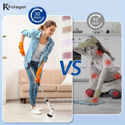 7-in-1 Cordless Electric Spin Scrubber with 4 Angles, 3 Speeds, Power Display for Bathroom, Kitchen, Shower Cleaning - Hiccupzz