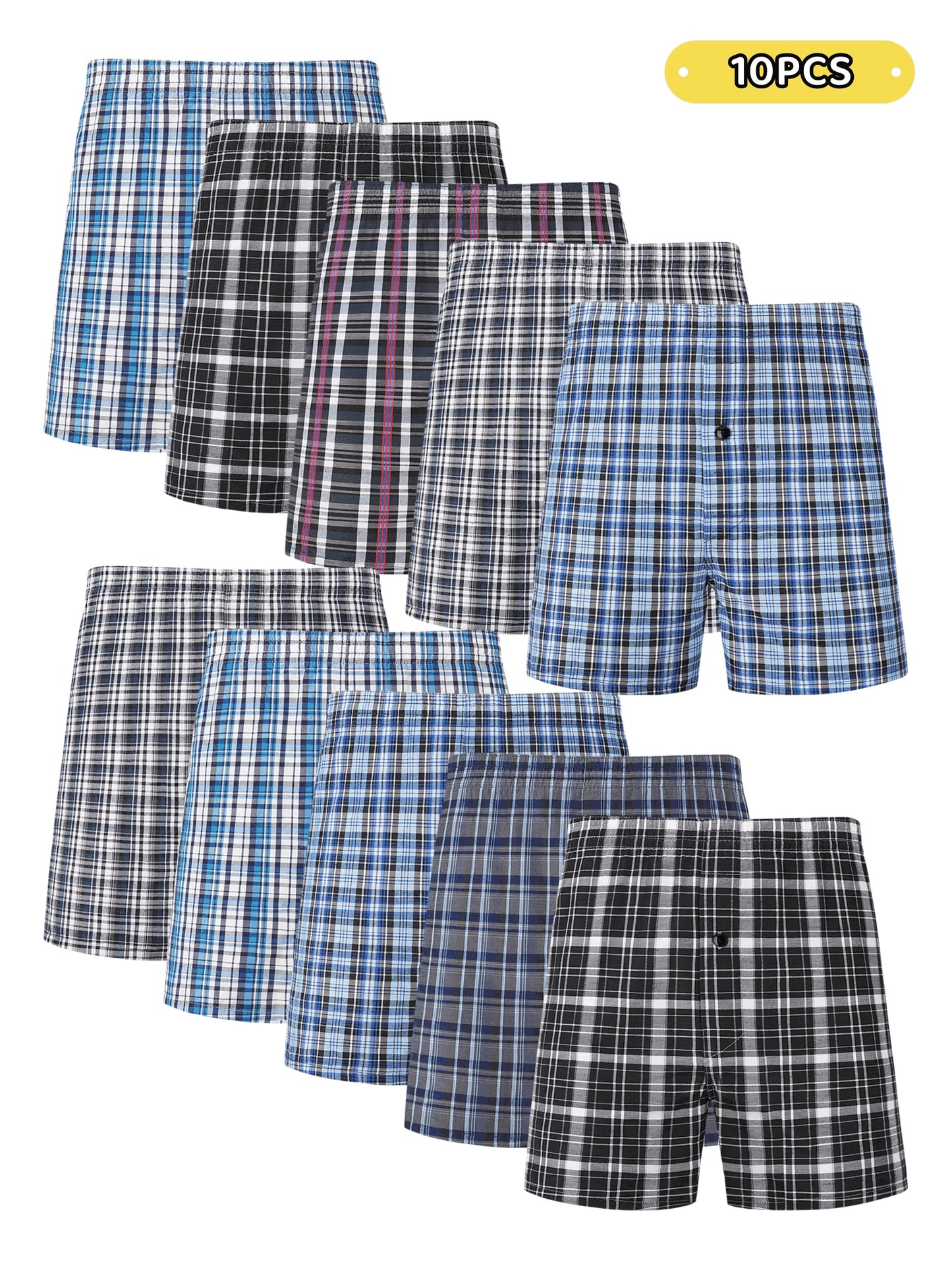 JupiterSecret Men's Woven Boxer Shorts - 6/10-Pack, Elastic Waistband, Random Colors