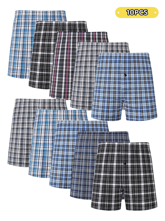 JupiterSecret Men's Woven Boxer Shorts - 6/10-Pack, Elastic Waistband, Random Colors