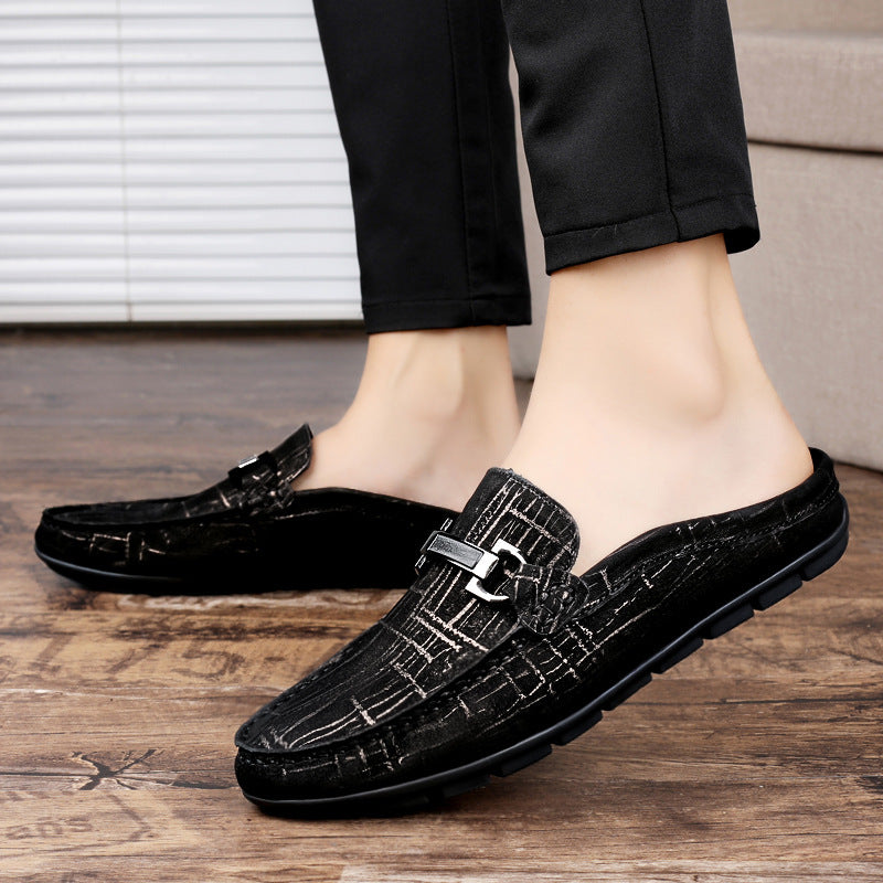 Men's Half Supporting Head Layer Low Top Bean Shoes