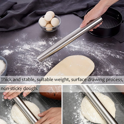 Durable Stainless Steel Rolling Pin for Perfect Dough Every Time - Ideal for Commercial Use and Home Baking - Hiccupzz