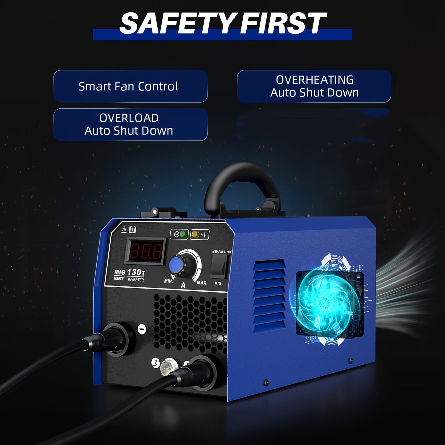 3-in-1 Flux Core Welder, 130A MIG Welder, MIG/Lift TIG/Stick Welding Machine 110v with Synergic Control, IGBT Inverter Portable Gasless Welder Equipment with Welding Gun, and 1Lb Welding Wire